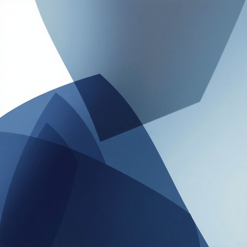 Compoziție abstractă indigo cu forme geometrice transparente suprapuse