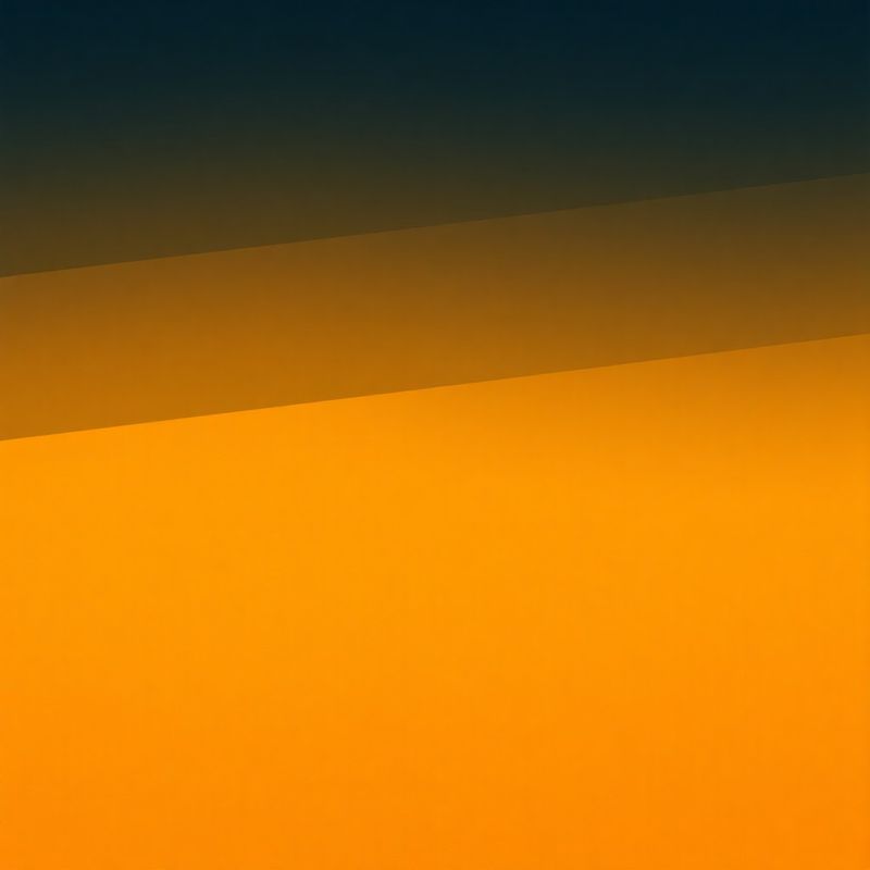 Compoziție abstractă gradient indigo-amber, forme geometrice suprapuse